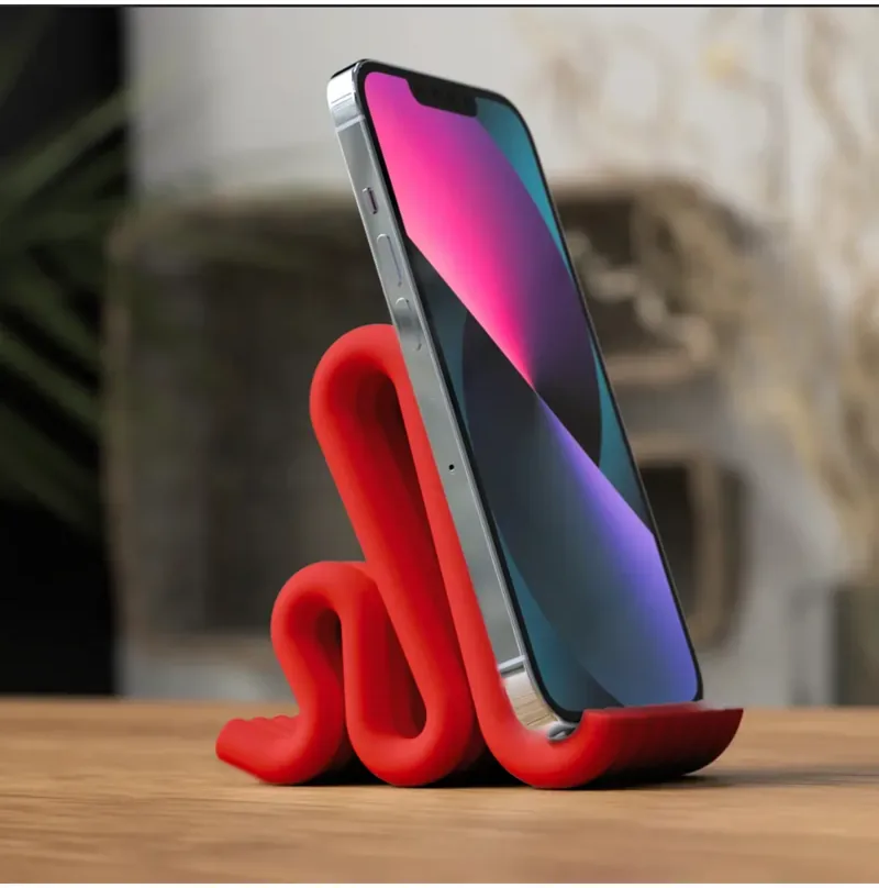 Dalga Tasarımlı Telefon Standı – Kırmızı