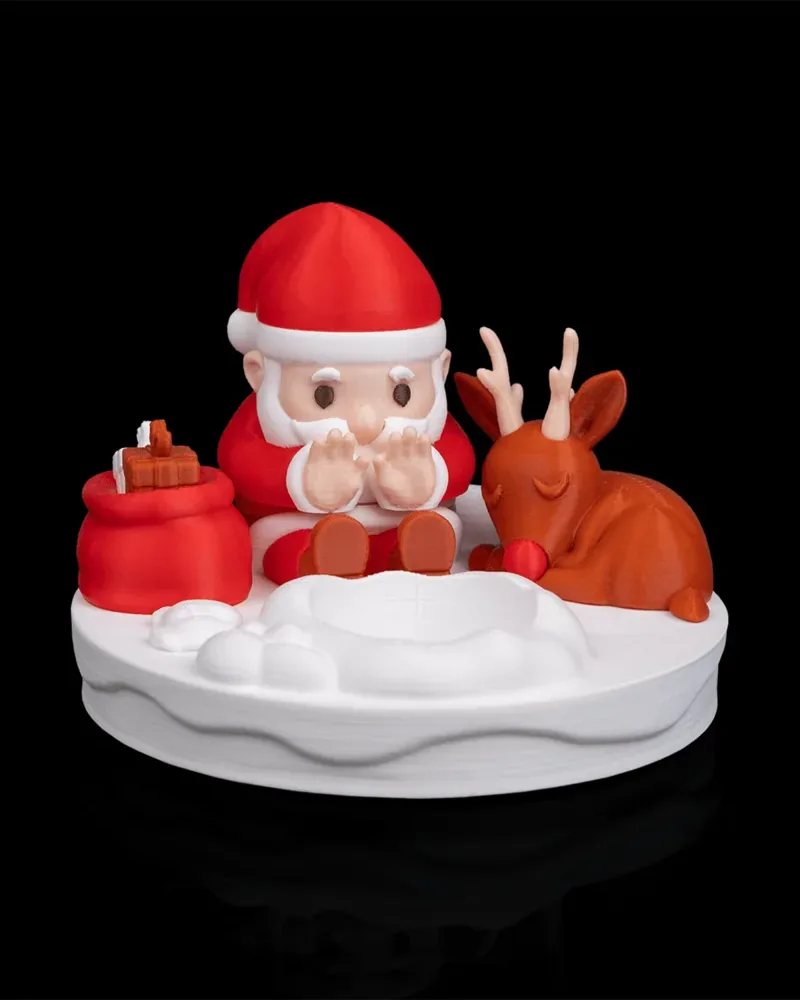 Noel Baba ve Geyik Mum Işıklı Biblo – Çok Renkli — görsel 2