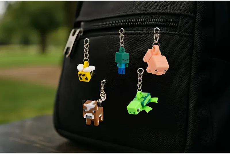 Piksel Hayvan Mini Anahtarlık 5'li Set