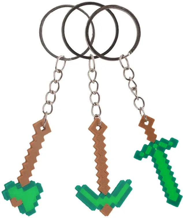 Piksel Kılıç Anahtarlık 3'lü Set – Yeşil — görsel 2